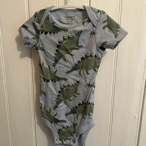 Carter's 6/9m Blue and Green Dinosaur short sleeve onesie